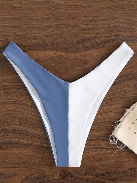 SHEIN Swim Vcay Color Block High Cut Bikini Bottom SHEIN USA