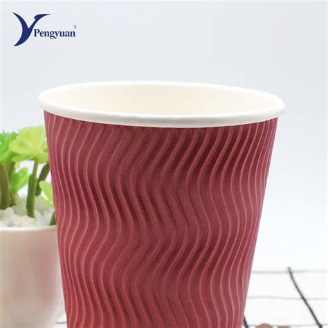 8oz 16oz Ripple Wall Disposable Paper Coffee Cups China Ripple Paper