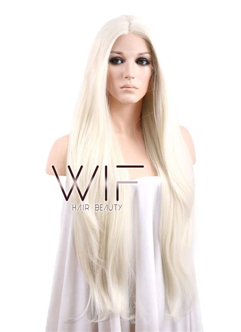 Straight Platinum Blonde Lace Front Synthetic Wig Lf D