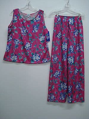 USA Made Nancy King Lingerie Long Pajama W Tank Sleepwear Size Small Multi Q EBay