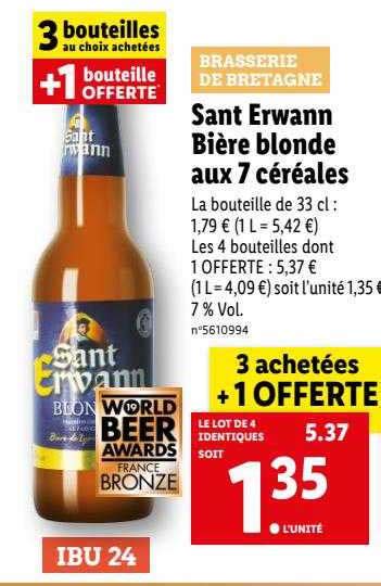 Promo Sant Erwann Bi Re Blonde Aux C R Ales Chez Lidl Icatalogue Fr