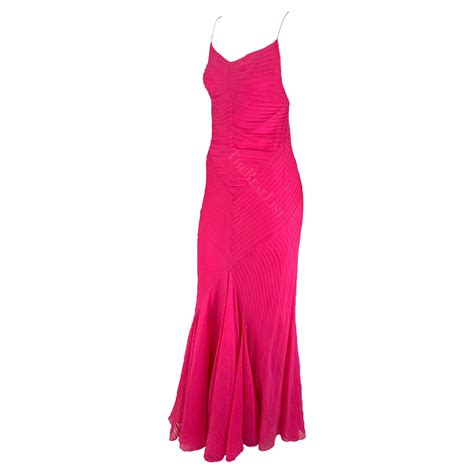 S S 2004 Ralph Lauren Runway Hot Pink Pleated Chiffon Backless Cowl Gown For Sale At 1stDibs
