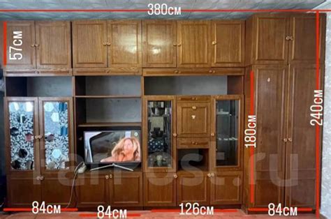 Шкаф-стенка для гостиной 380х240, количество дверей: 6, коричневый, 380 ...