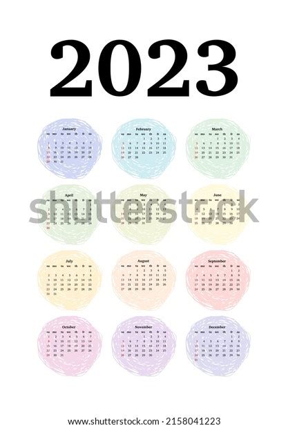 Salendar 2023 Isolated On White Background Stock Vector Royalty Free