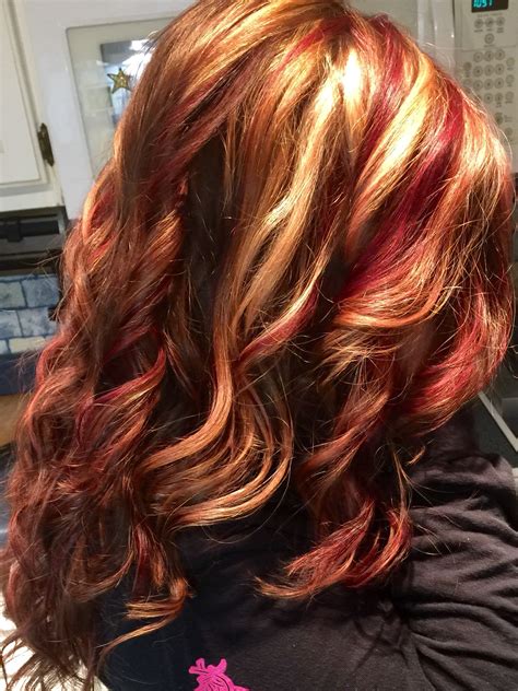 Red Hair Color With Lowlights