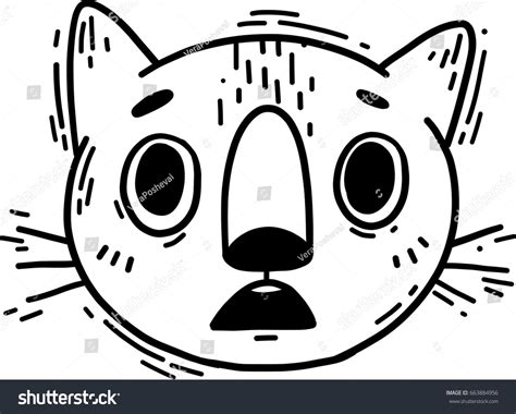 scared cat face drawing
