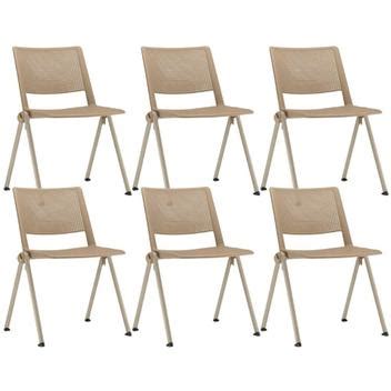 Kit 06 Cadeiras Empilhável Fixa Lift F02 Base Aço Nude Lyam Decor Cadeira Fixa