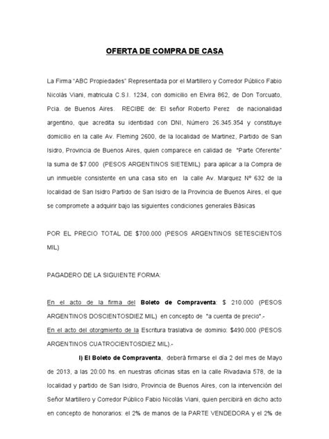 Oferta De Compra De Casa Información Del Gobierno Ley Común