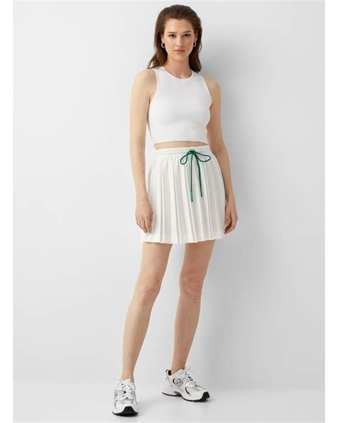 Lacoste Accordion Pleated Tennis Miniskirt In White Lyst Canada