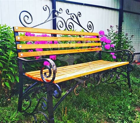 Кованая садовая скамейка с завитками КС-169: купить в Москве, фото, цены