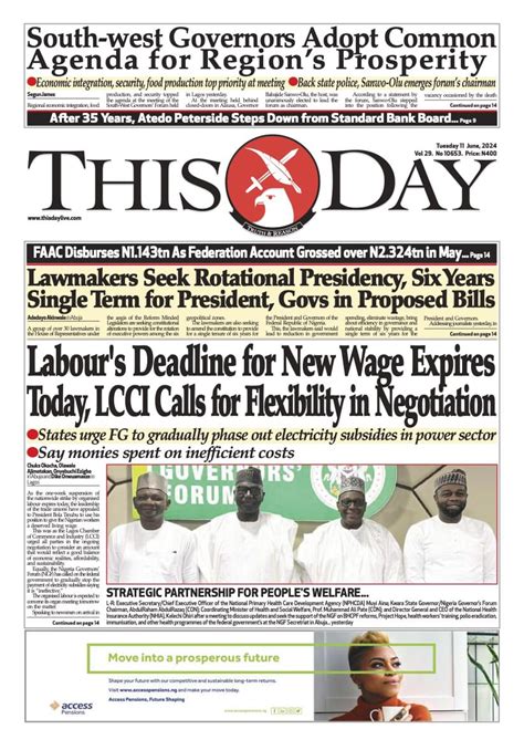 Nigerian Newspapers Daily Front Pages Review Tuesday Th June