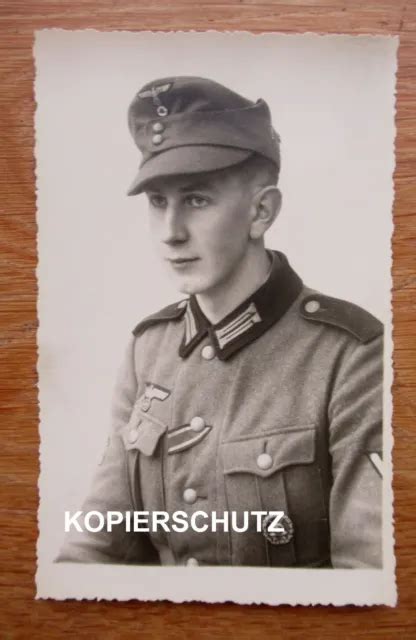 Altes Portrait Foto Gebirgsj Ger Verwundetenabzeichen Form Wk