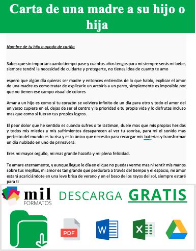 Carta De Un Hijo A Una Madre Ejemplos Y Formatos Word Pdf Hot Sex Picture