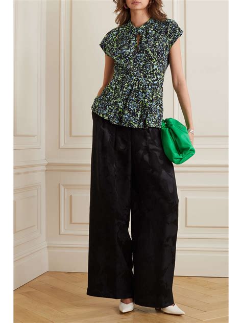 Dries Van Noten Floral Print Cutout Crepe De Chine Top Net A Porter