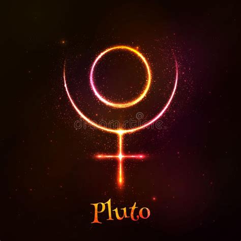 Shining Neon Zodiac Pluto Vector Symbol Stock Vector Illustration Of
