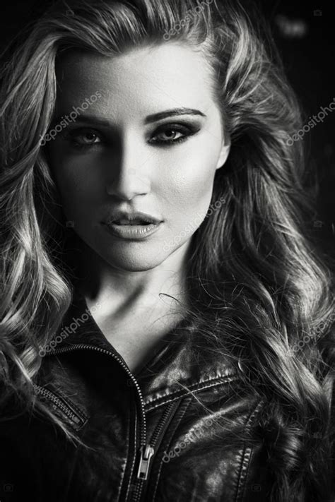 Black White Portrait Of Sensual Blonde Stock Photo By Majdansky