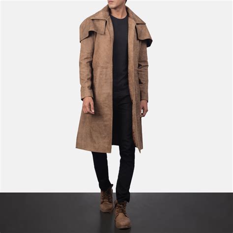 Mens Brown Leather Duster Premium Sheepskin Leather