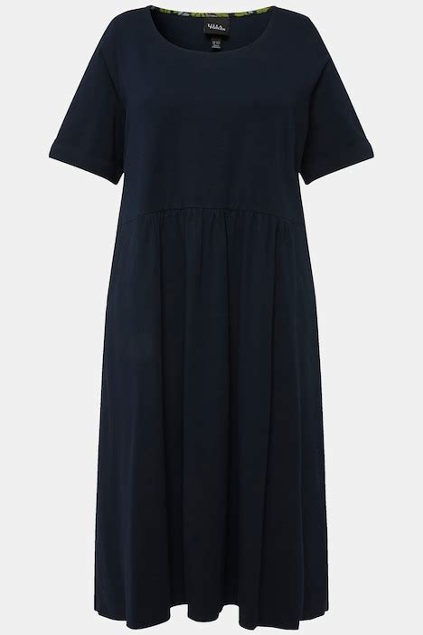 Short Sleeve Jersey Midi Dress Navy Blue Ulla Popken