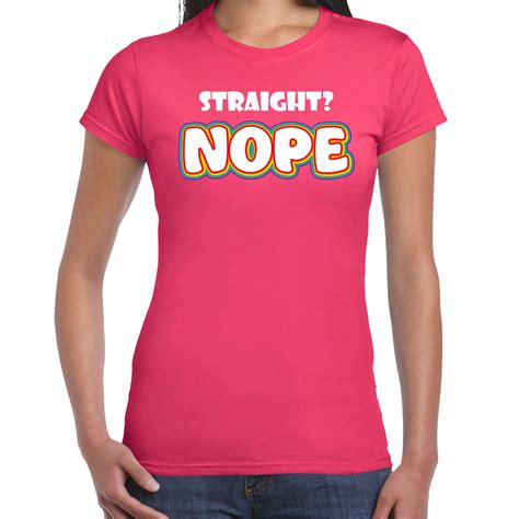 Bellatio Decorations Gay Pride shirt straight nope regenboog dames rozeÂ Fun en Feest