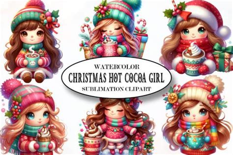 Christmas Hot Cocoa Girl Clipart Bundle Graphic By Designking Creative Fabrica