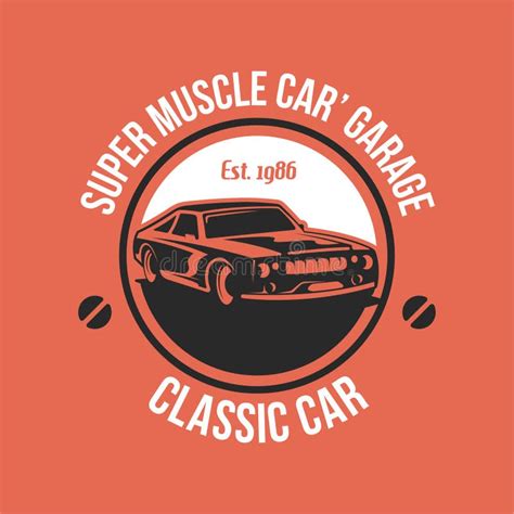 Retro American Muscle Car Logo Design Template Stock Illustration