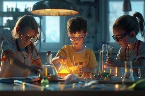 Kids at a fun science experiment | Premium AI-generated image