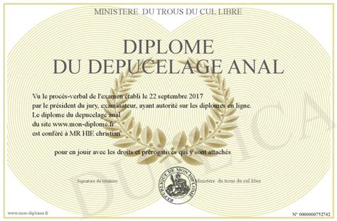 Diplome Du Depucelage Anal