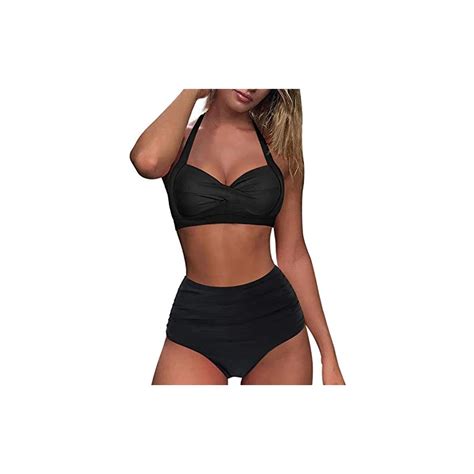 Sammoson Completino Costume Da Bagno Donna Sexy Due Pezzi Vita Alta Push Up Curvy Bikini