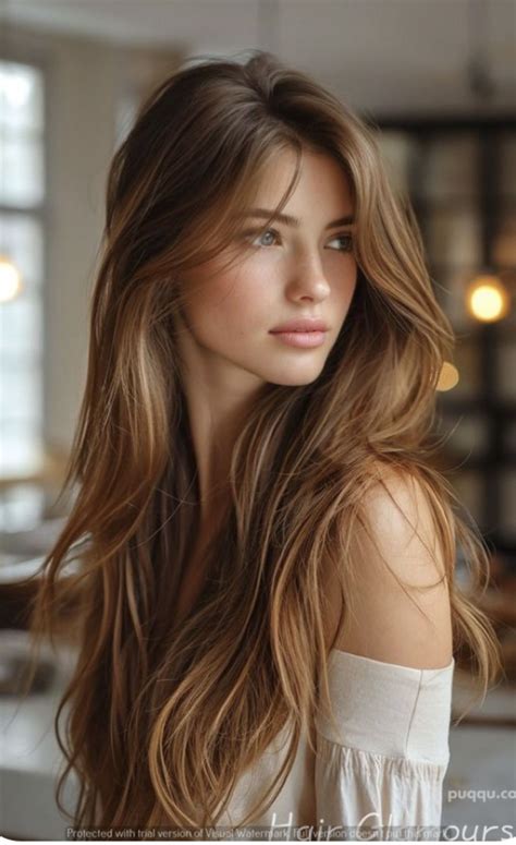 This unique long brown hair with layers style is trending globally 32