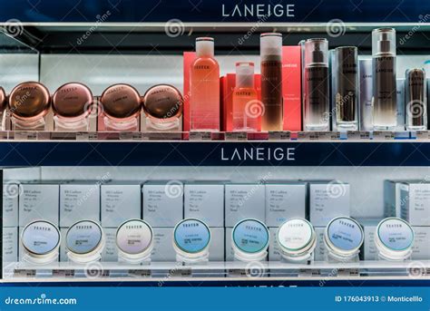 Cosmetics And Skincare Products On A Store Shelf In Sephora Shop