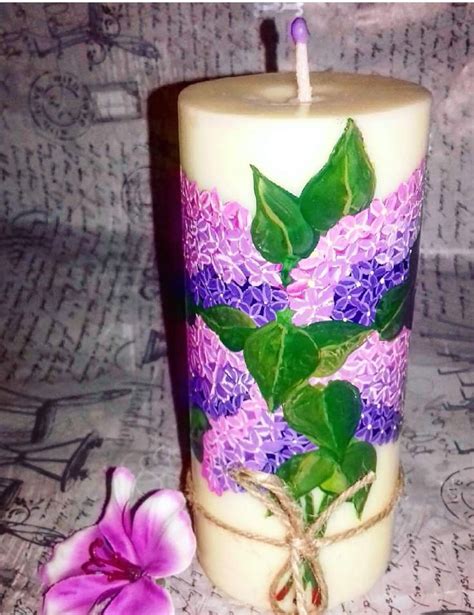 Декоративная свеча ручной работы, роспись