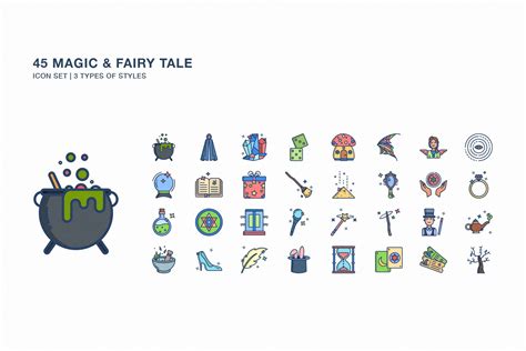 Magic And Fairy Tale Icon Set Illustrator Graphics Creative Market