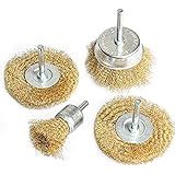 FPPO Brass Wire Wheel Brush Kit For Drill Crimped Cup Brush With 1 4