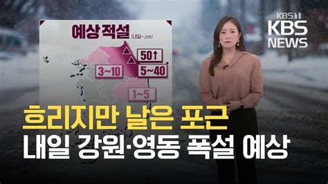 12시 날씨 내일 전국 많은 비·눈영동 최고 40cm 눈 Kbs 20210228 Youtube