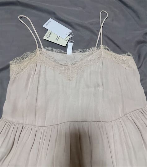 Nwt Auth Mango Nude Pink Lace Silky Cami Top Women S Fashion Tops Sleeveless On Carousell