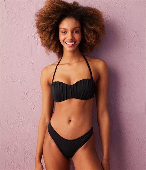 SİYAH Sutien Bikini Basic Skirred Bichini Costume Baie