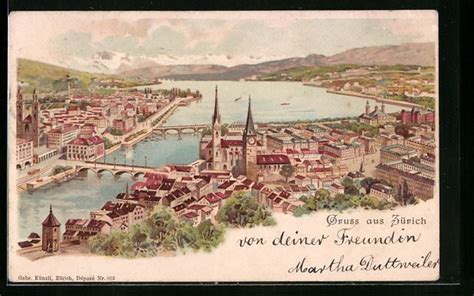 Litho Zürich Teilansicht mit Brücke Kaufen auf Ricardo