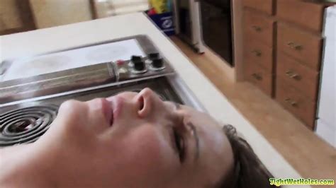 Busty Brunette Fucks Herself With A Toy In The Kitchen