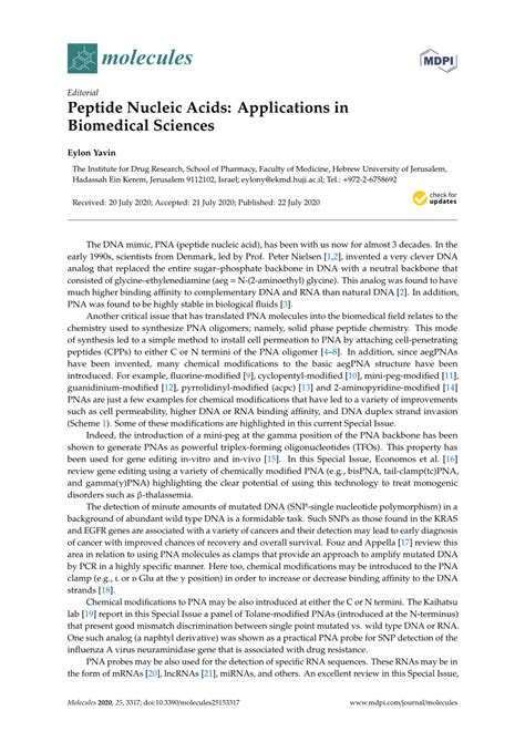 (PDF) Peptide Nucleic Acids: Applications in Biomedical Sciences