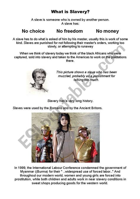 What Is Slavery Esl Worksheet By Pruboy