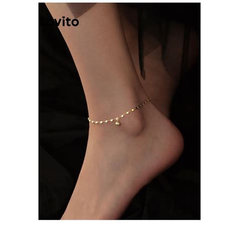 Lovito Elegant Plain Metal Pom Anklet For Women LFA19545 Lovito Gelang