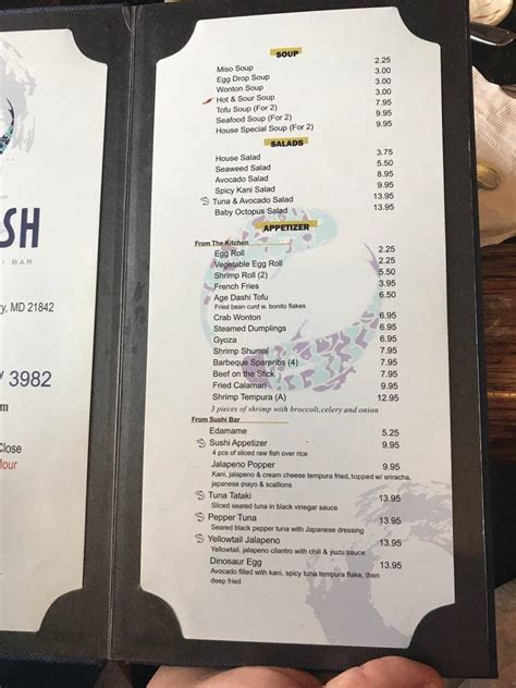 Menu at Blue Fish Restaurant & Bar, Ocean City