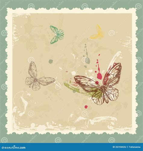 Vintage Hand Drawing Butterfly Royalty Free Stock Image Image 26194426