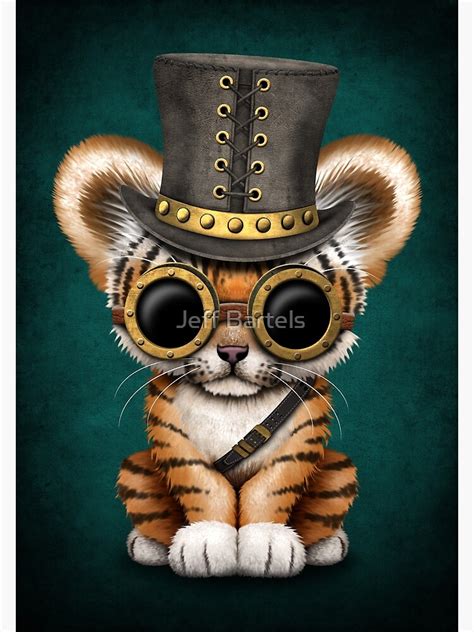 Steampunk Baby Tiger Cub Teal Blue Art Print For Sale By Jeffbartels