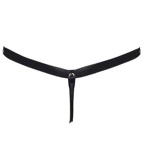 Men Sexy Bikini Thong Black Leather Underwear Bulge Pouch G String Jockstrap Briefs