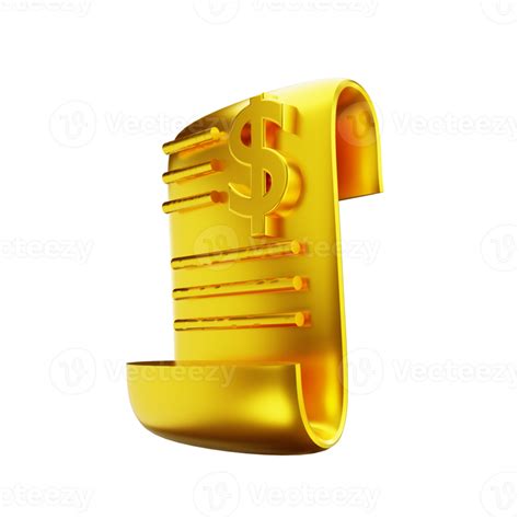 3d Illustration Golden Financial Documents 10850928 Png