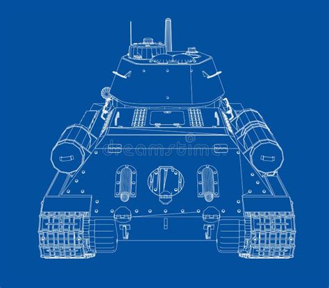 Blueprint of Realistic Tank Stock Illustration - Illustration of armour, detail: 113671713