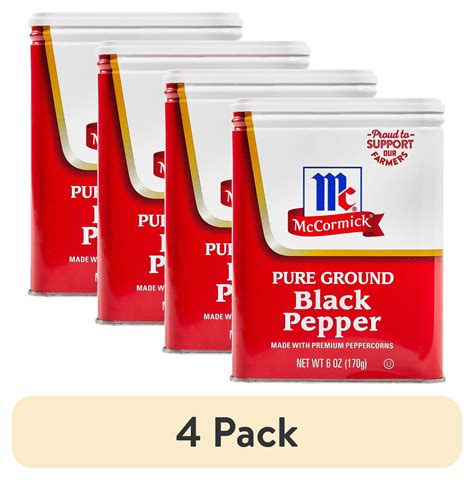 4 Pack McCormick Pure Ground Black Pepper 6 Oz Can Walmart