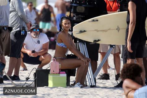 Camila Mendes Sexy Seen In A Blue Bikini On The Set Of Strangers In Miami AZNude