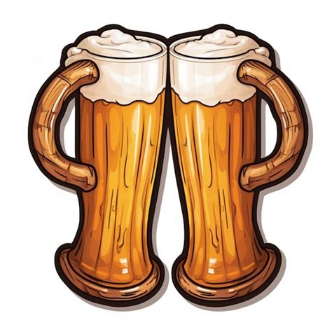 Premium Photo Two Beer Mugs With Foamy Generative Ai